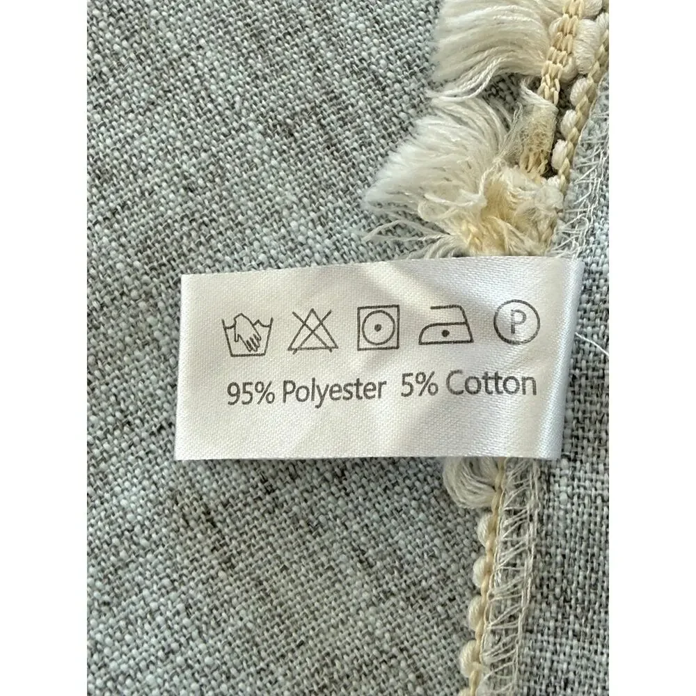 Deconovo Gray Faux Linen Tassel Tablecloth Rectangle 54x88 Boho Farmhouse Dining